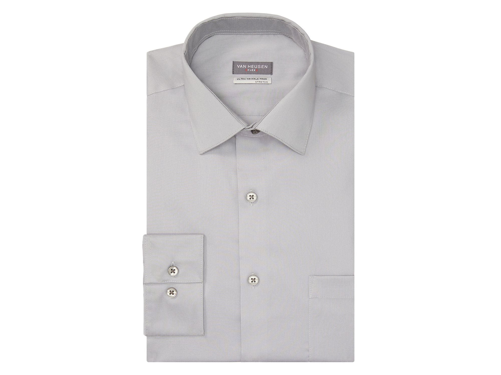 Van Heusen Big & Tall Fit FLEX Stretch Wrinkle Free  Dress Shirt In Grey Mist - Rainwater's Men's Clothing and Tuxedo Rental