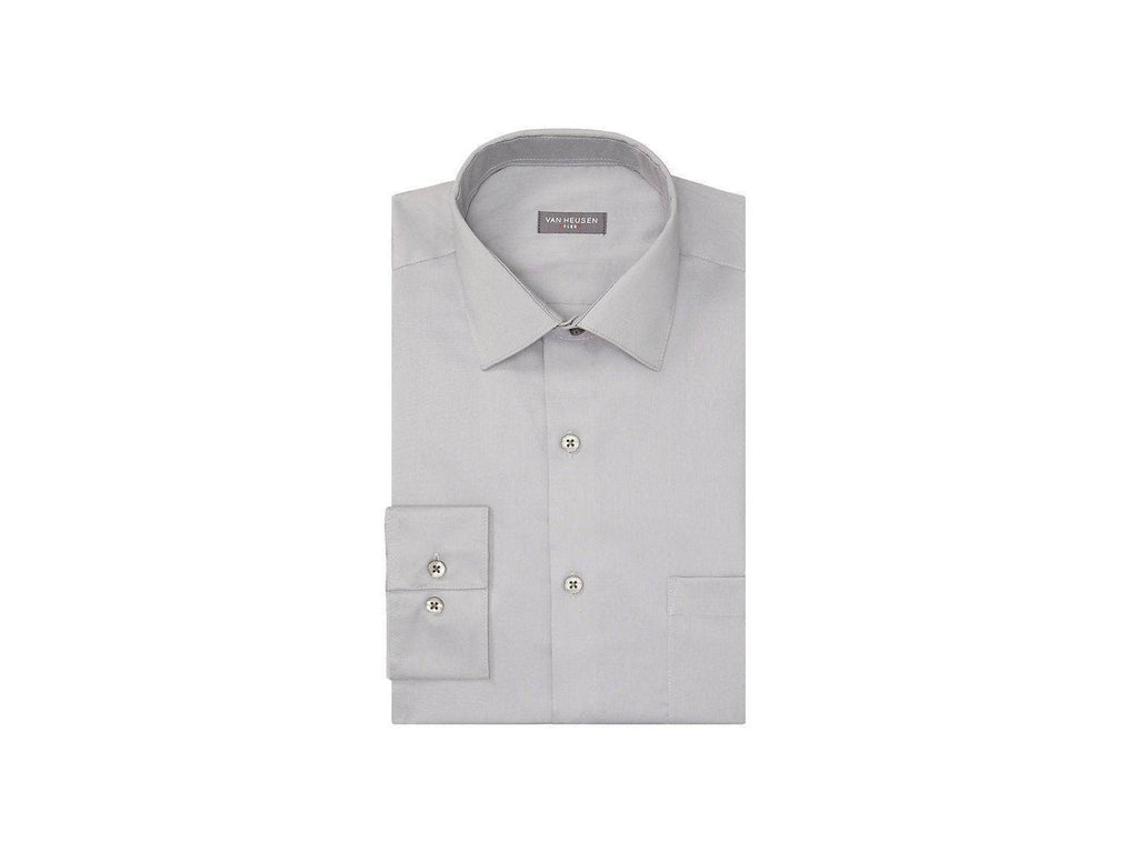 Van Heusen Slim Fit Ultra Wrinkle Free Stretch FLEX Solid Dress Shirt in Grey Mist Van Heusen Slim Fit Ultra Wrinkle Free Stretch FLEX Solid Dress Shirt in Grey Mist