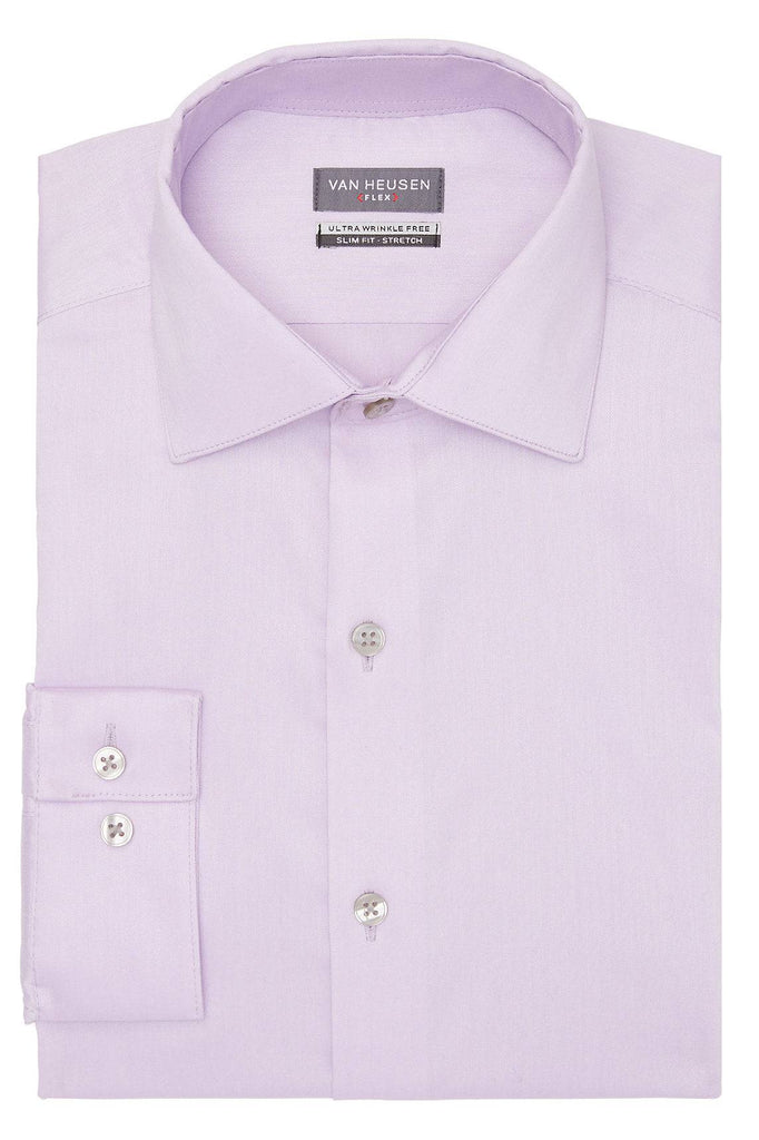Van Heusen Slim Fit Ultra Wrinkle Free Stretch FLEX Solid Dress Shirt in Lavender | Rainwater's Van Heusen Slim Fit Ultra Wrinkle Free Stretch FLEX Solid Dress Shirt in Lavender | Rainwater's