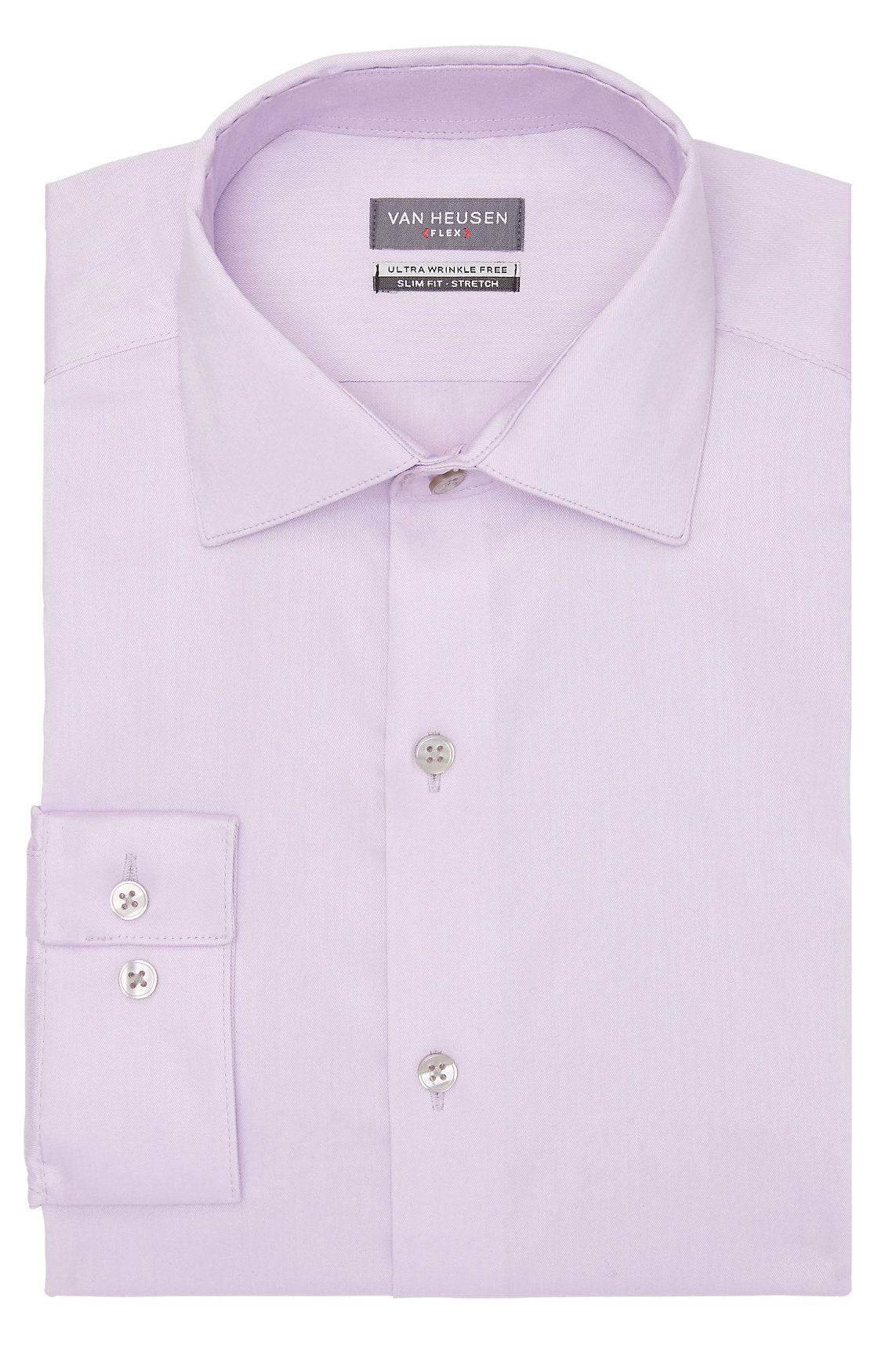 Van Heusen Slim Fit Ultra Wrinkle Free Stretch FLEX Solid Dress Shirt in Lavender - Rainwater's Men's Clothing and Tuxedo Rental