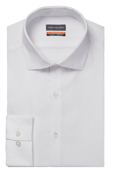 Van Heusen Slim Fit FLEX Stretch Stain Shield Wrinkle Free Texture Dress Shirt in White - Rainwater's Men's Clothing and Tuxedo Rental