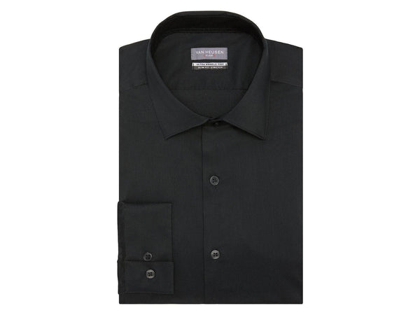 Van Heusen Slim Fit Ultra Wrinkle Free Stretch FLEX Solid Dress Shirt in Black - Rainwater's Men's Clothing and Tuxedo Rental