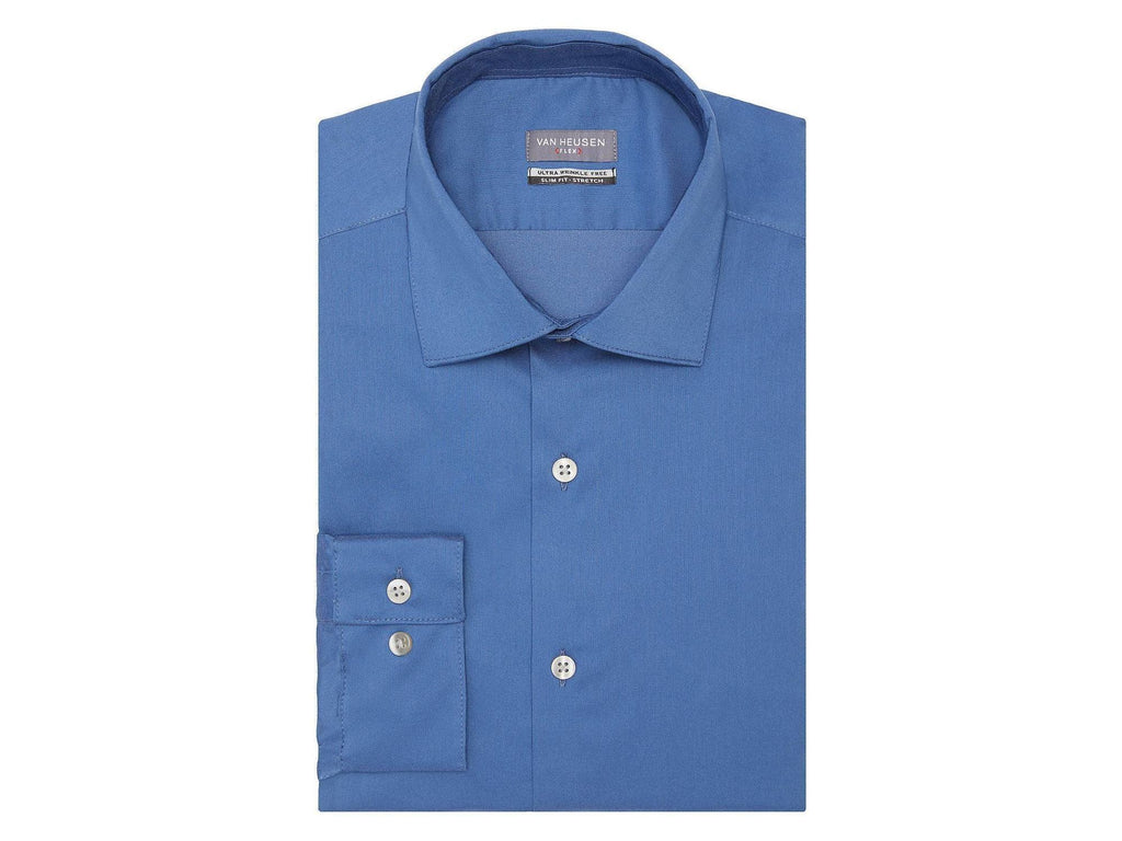 Van Heusen Slim Fit Ultra Wrinkle Free Stretch FLEX Solid Dress Shirt in Smokey Blue | Rainwater's Van Heusen Slim Fit Ultra Wrinkle Free Stretch FLEX Solid Dress Shirt in Smokey Blue | Rainwater's