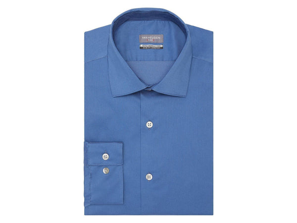 Van Heusen Slim Fit Ultra Wrinkle Free Stretch FLEX Solid Dress Shirt in Smokey Blue - Rainwater's Men's Clothing and Tuxedo Rental