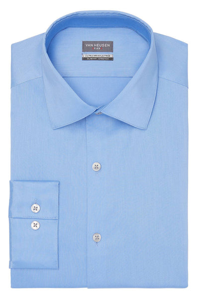 Van Heusen Slim Fit Ultra Wrinkle Free Stretch FLEX Solid Dress Shirt in Blue Frost - Rainwater's Men's Clothing and Tuxedo Rental
