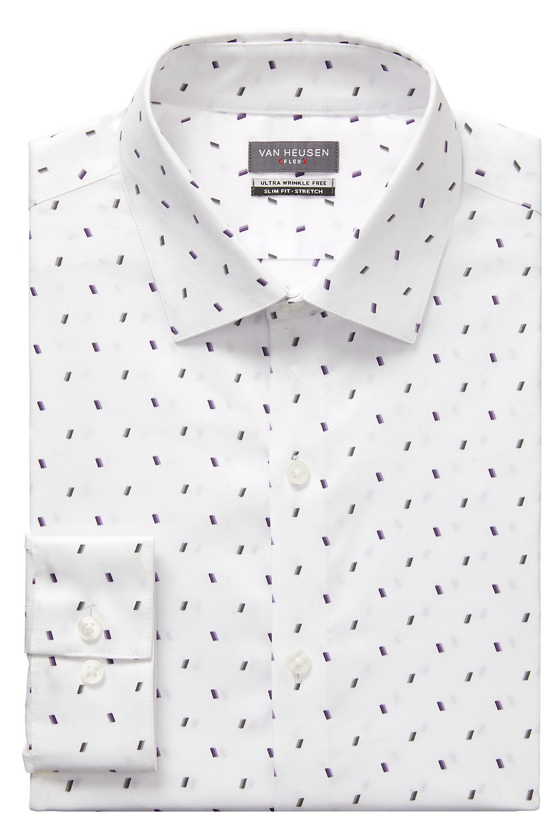 Van Heusen FLEX Ultra Wrinkle Free Slim Fit Print In White - Rainwater's Men's Clothing and Tuxedo Rental