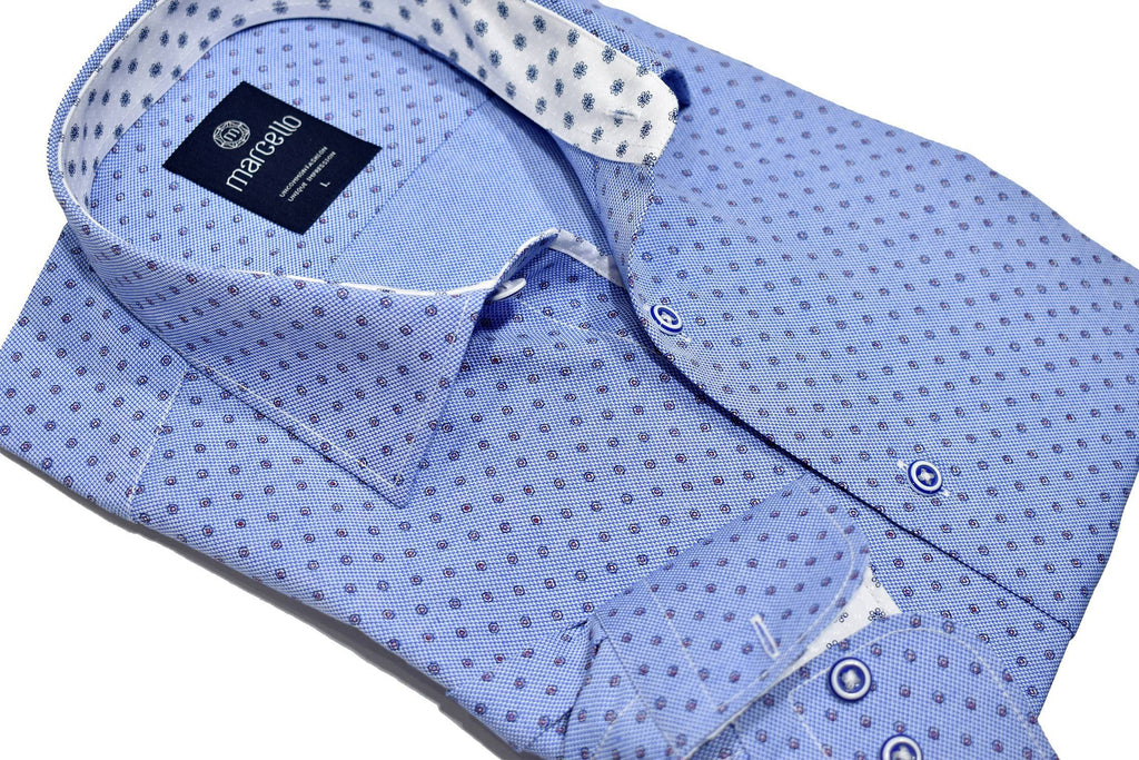 Marcello Royal Oxford Medallion Print Shirt XXL