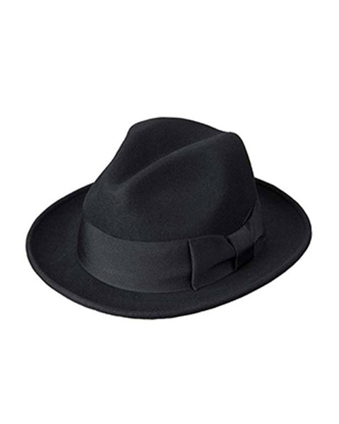 Broner Jimmie Black Wool Felt Fefora with 2.75 inch Brim - Rainwater's Men's Clothing and Tuxedo Rental