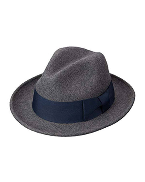 Broner Jimmie Grey Heather Wool Felt Fedora with 2.75 inch Brim - Rainwater's Men's Clothing and Tuxedo Rental