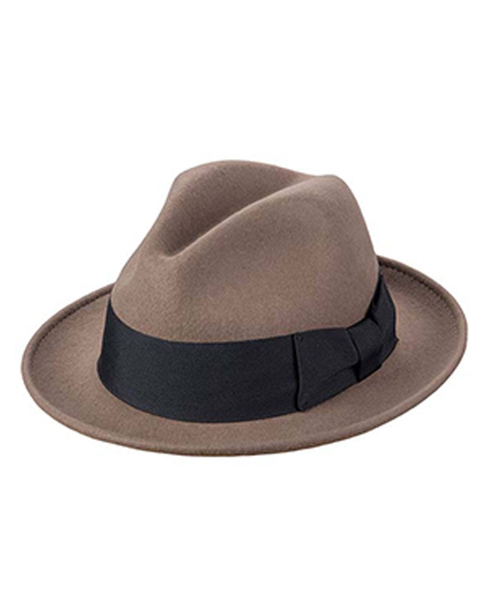 Broner Jimmie Taupe Wool Felt Fedora with 2.75 inch Brim - Rainwater's Men's Clothing and Tuxedo Rental