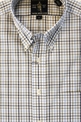 Wrinkle Free White with Blue and Grey Tattersall Plaid Button Down by Rainwater's - Rainwater's Men's Clothing and Tuxedo Rental