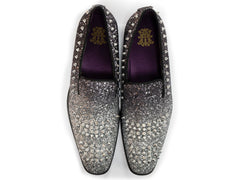 After Midnight Two Tone Glitter Spike Formal Loafer in Black & Silver - Rainwater's Men's Clothing and Tuxedo Rental