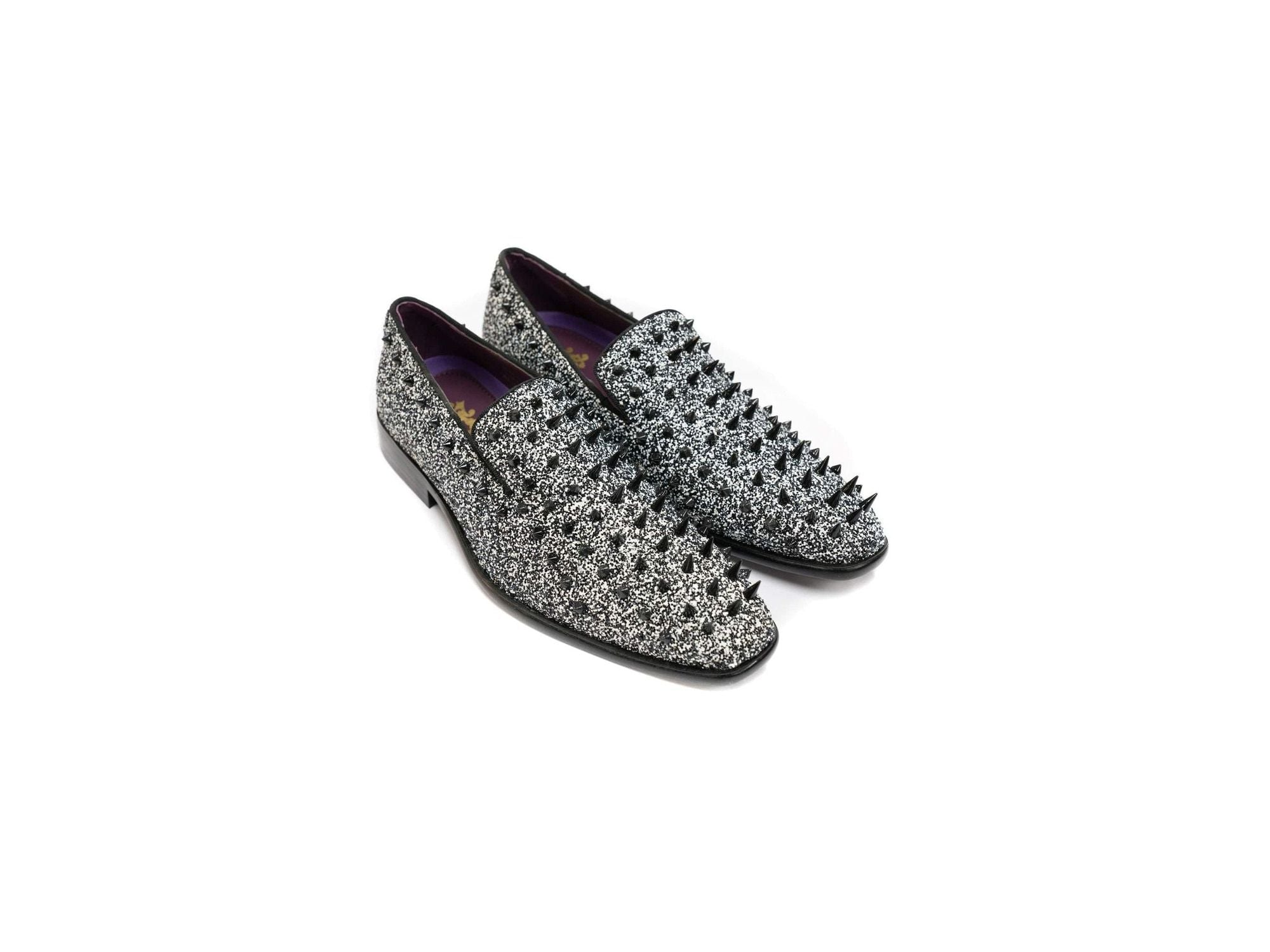 After Midnight Glitter Spike Formal Loafer in Black & White - Rainwater's Men's Clothing and Tuxedo Rental