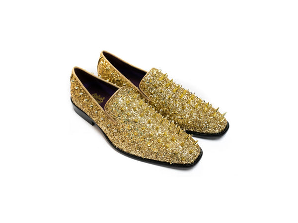 Metrocharm Men's Spike Glitter Dress Loafers - Slip On Tuxedo Shoes For Prom, Homecoming, Weddings - Round Toe, Standard Width