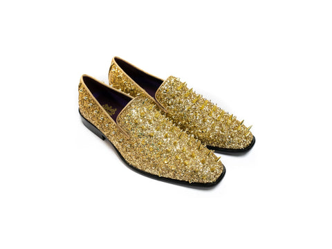 After Midnight Glitter Spike Formal Loafer in Gold Multi Rainwater s