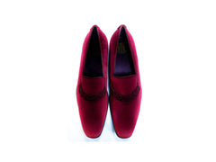 After Midnight Velour with Braid Formal Loafer in Wine - Rainwater's Men's Clothing and Tuxedo Rental