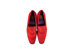 After Midnight Velour with Braid Formal Loafer in Fire Red - Rainwater's Men's Clothing and Tuxedo Rental