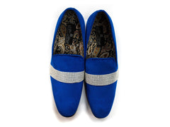 After Midnight Velour with Diamond Band Formal Loafer in Royal Blue - Rainwater's Men's Clothing and Tuxedo Rental