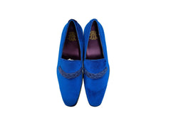 After Midnight Velour with Braid Formal Loafer in Royal Blue - Rainwater's Men's Clothing and Tuxedo Rental