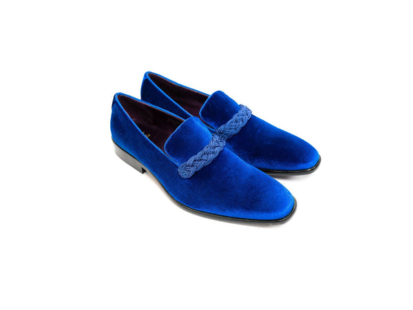After Midnight Velour with Braid Formal Loafer in Royal Blue - Rainwater's Men's Clothing and Tuxedo Rental