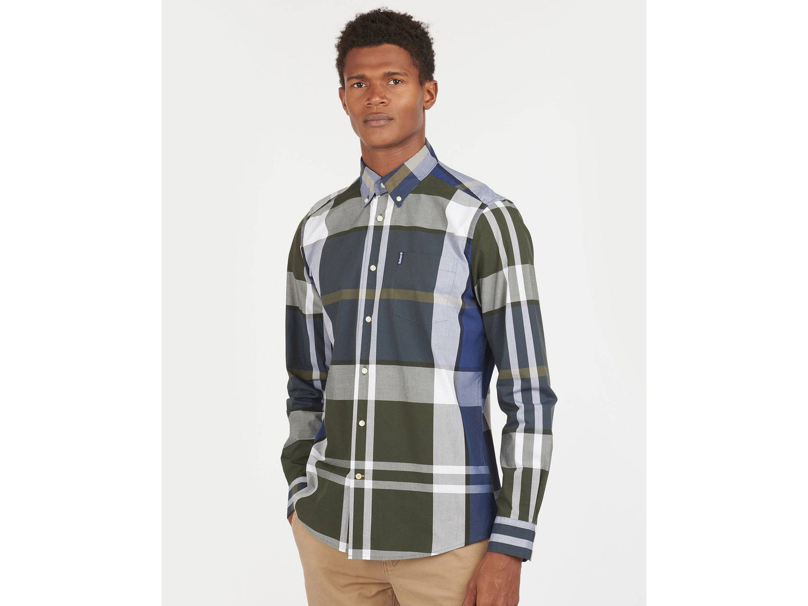 Barbour Tartan 12 Tailored Buttondown Collar Shirt in Sage | Rainwater's
