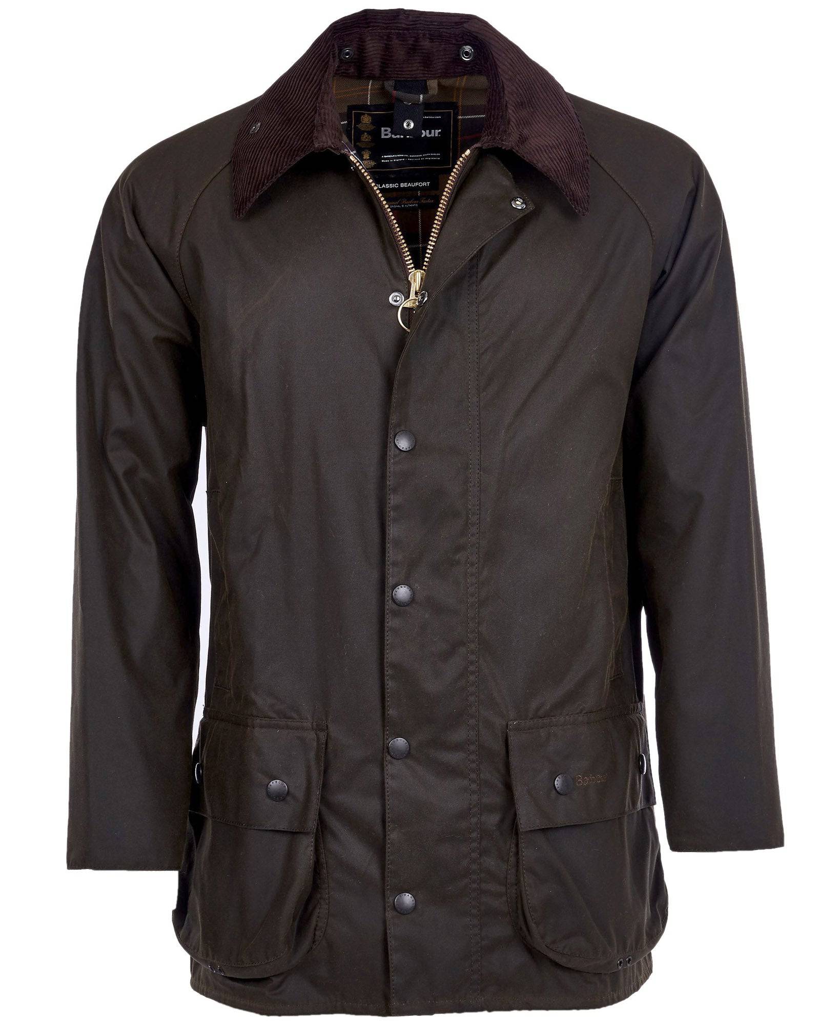 Barbour Classic Beaufort Wax Cotton Jacket In Olive - Rainwater's Men's Clothing and Tuxedo Rental