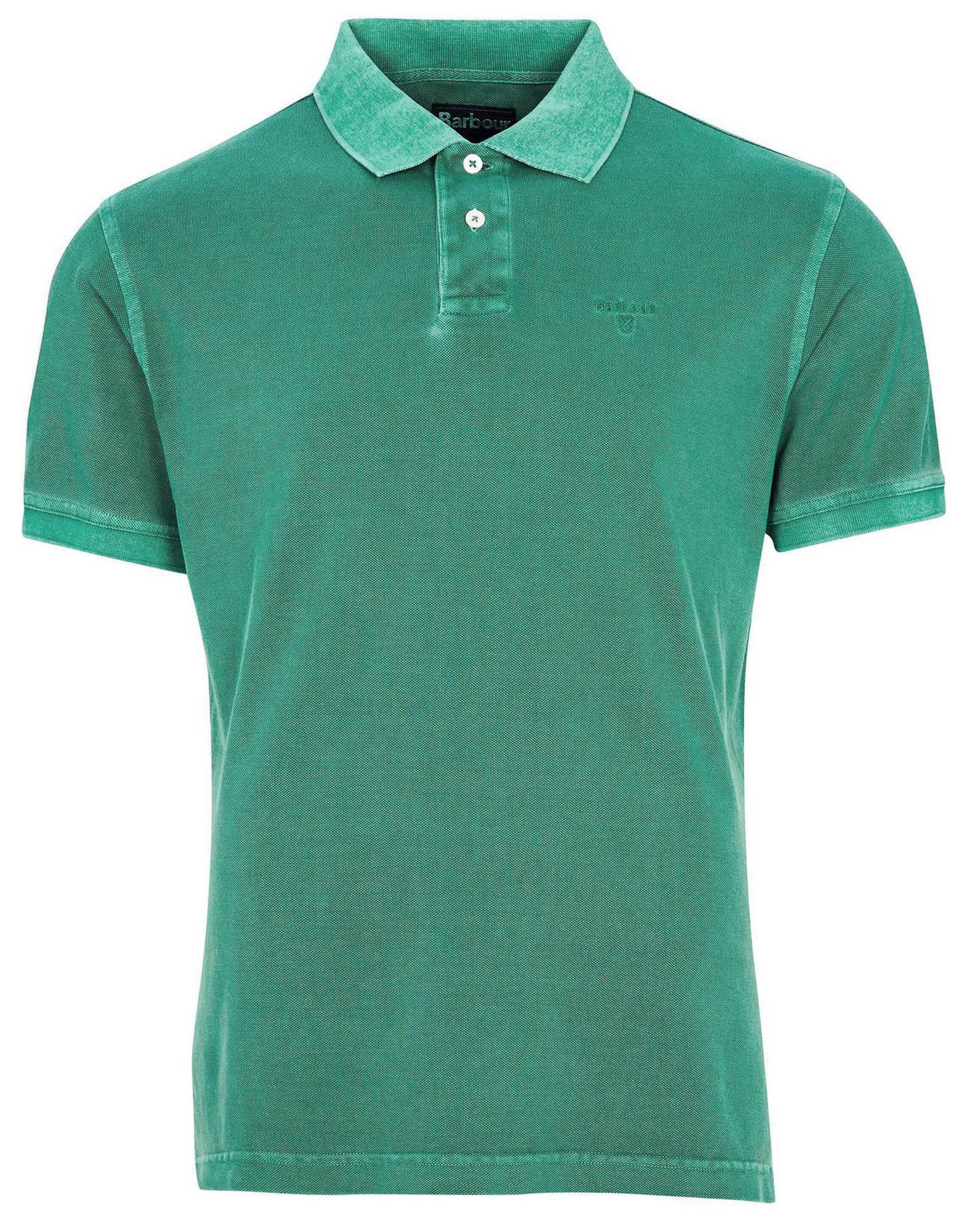 Barbour Garment Dyed Wash Sports Polo In Green - Rainwater's Men's Clothing and Tuxedo Rental