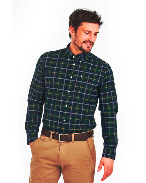 Barbour Tartan 6 Plaid Tailored Fit Button Down Shirt in Seaweed Tartan - Rainwater's Men's Clothing and Tuxedo Rental