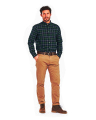Barbour Tartan 6 Plaid Tailored Fit Button Down Shirt in Seaweed Tartan - Rainwater's Men's Clothing and Tuxedo Rental
