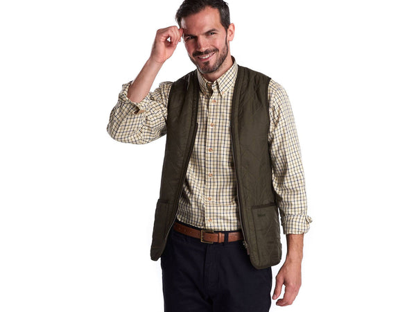 Barbour Polarquilt Waistcoat Zip In Liner Vest Gilet In Olive - Rainwater's Men's Clothing and Tuxedo Rental