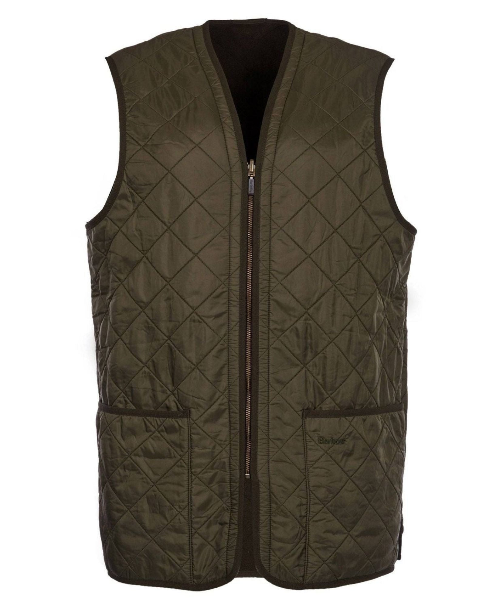 Barbour Polarquilt Waistcoat Zip In Liner Vest Gilet In Olive - Rainwater's Men's Clothing and Tuxedo Rental