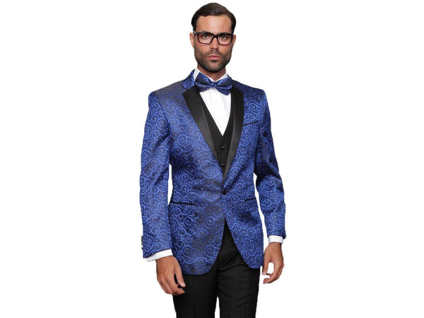 Blue Swirl Dinner Jacket Tuxedo Rental - Rainwater's Men's Clothing and Tuxedo Rental