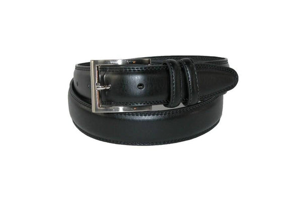 Black Leather Padded Dress Belt With Double Keeper - Rainwater's Men's Clothing and Tuxedo Rental