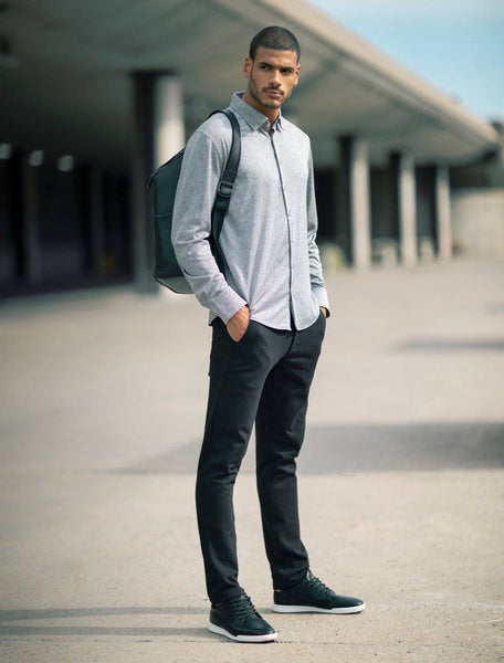 Stone Rose Black Herringbone Knit Long Sleeve Shirt - Rainwater's Men's Clothing and Tuxedo Rental