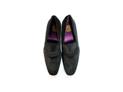 After Midnight Velour with Braid Formal Loafer in Black - Rainwater's Men's Clothing and Tuxedo Rental