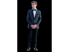 '-Rainwater's -Rainwater's - Tuxedo Rental - Black Tonal Aria Paisley Shawl lapel Dinner Jacket Tuxedo Rental -
