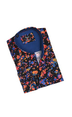 Mizumi Black With Brights Abstract Print Sport Shirt