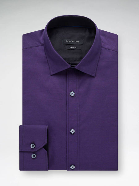Bugatchi Plum Solid Classic Fit Sport Shirt - Rainwater's Men's Clothing and Tuxedo Rental