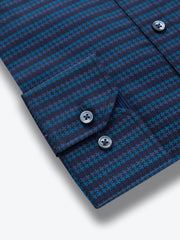 Bugatchi Blue Tonal Houndstooth Classic Fit - Rainwater's Men's Clothing and Tuxedo Rental