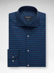 Bugatchi Blue Tonal Houndstooth Classic Fit - Rainwater's Men's Clothing and Tuxedo Rental