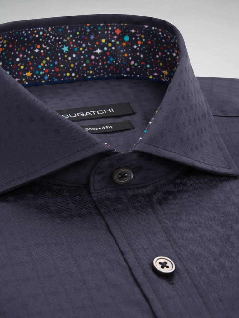 Bugatchi Navy Long Sleeved Tonal Solid Cotton Shirt | Rainwater's Bugatchi Navy Long Sleeved Tonal Solid Cotton Shirt | Rainwater's