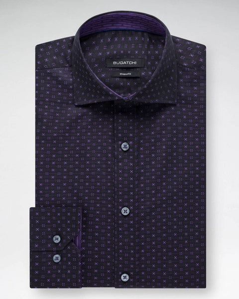 Bugatchi Plum Neat Print Classic Fit - Rainwater's Men's Clothing and Tuxedo Rental