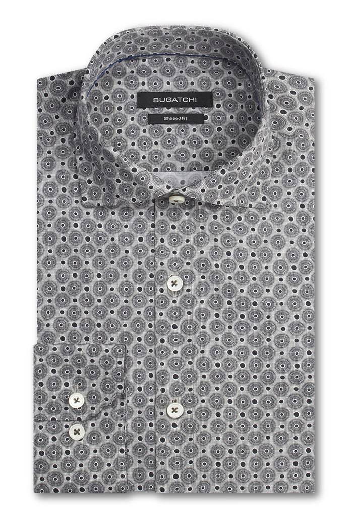 Bugatchi Grey Circle Print Classic Fit - Rainwater's Men's Clothing and Tuxedo Rental