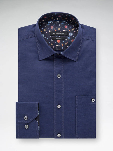 Bugatchi Navy Solid Brushed Twill Classic Fit - Rainwater's Men's Clothing and Tuxedo Rental