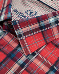 Bugatchi Red Plaid Spread Collar Sport Shirt - Rainwater's Men's Clothing and Tuxedo Rental