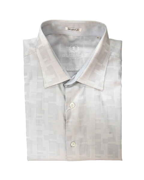 Bugatchi Platinum Silver Pattern Sport Shirt - Rainwater's Men's Clothing and Tuxedo Rental