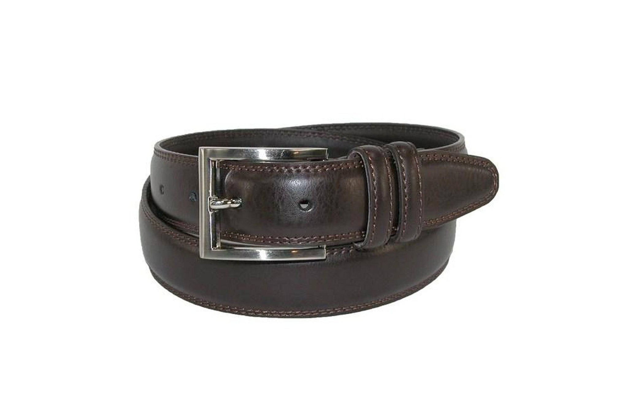 Dark Brown Leather Belt With Double Keeper - Rainwater's Men's Clothing and Tuxedo Rental