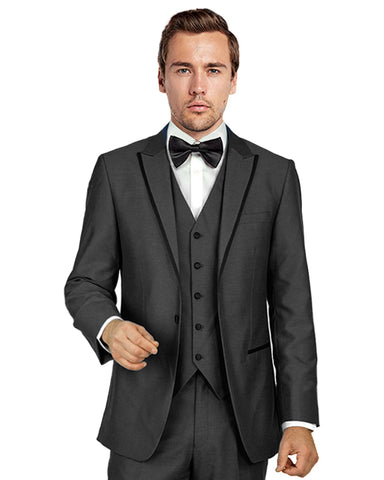 Dark Grey Matching Peak Lapel Tuxedo Rental | Rainwater's