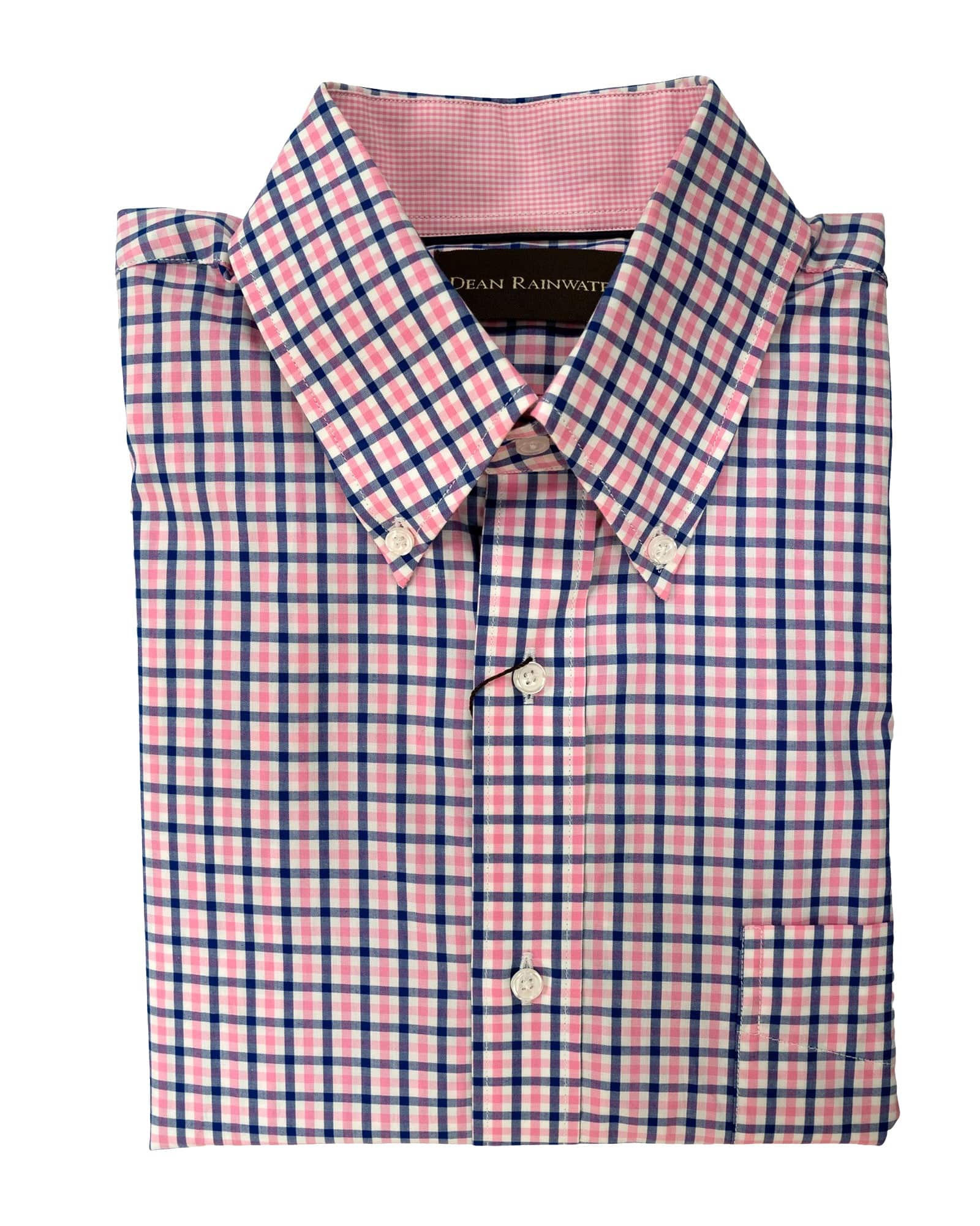 Dean Rainwater's 100% Cotton Pink and Blue Plaid Button Down Sport Shirt - Rainwater's Men's Clothing and Tuxedo Rental