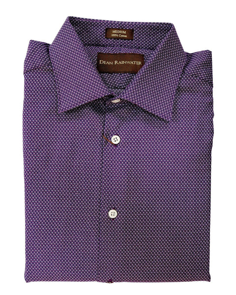 Purple Small Neat Print Cotton Spread Collar by Dean Rainwater - Rainwater's Men's Clothing and Tuxedo Rental